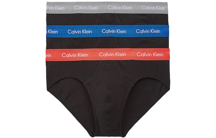 Трусы с логотипом на поясе, комплект из трех штук Calvin Klein, 1 set 3 pack (серый/синий/красный) — фото 3