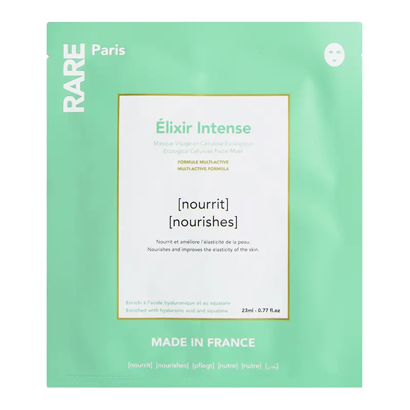 

Интенсивно питательная тканевая маска для лица elixir intense nourishing face mask Rare Paris, количество 1 шт.