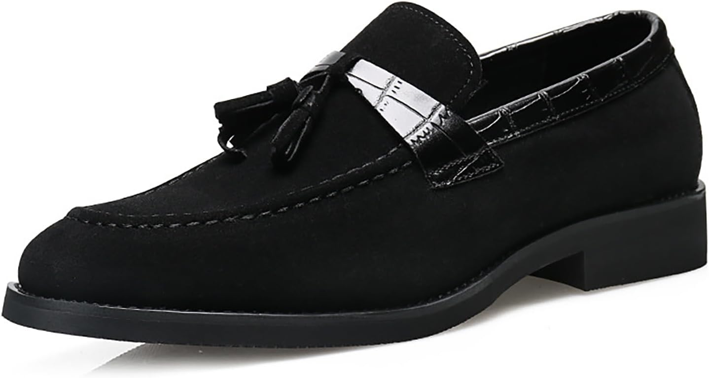 

Мужские лоферы SIYAKE с замшей, кисточками, низким квадратным каблуком, с пряжкой, классические, роскошные, с круглым носком, нескользящие, для делового и повседневного ношения, черный