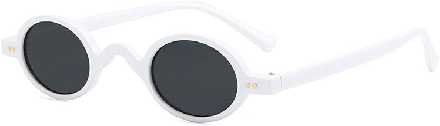 

Модные маленькие круглые солнцезащитные очки для женщин, классический винтажный стиль, стимпанк, мужские солнцезащитные очки, защита от УФ-излучения овальной формы VVTWSSW, White Gray