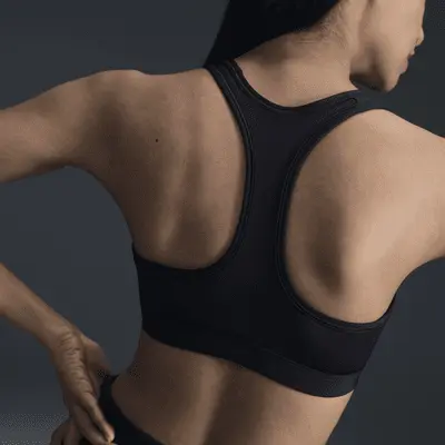 Спортивный бюстгальтер Nike Swoosh Medium Support, черный/белый — фото 4
