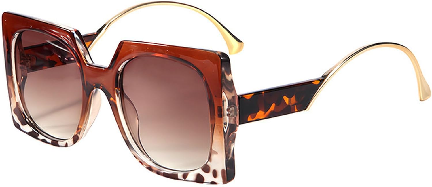 

Крупные квадратные солнцезащитные очки для женщин с серьгами, модные большие солнцезащитные очки с градиентным переходом цвета, ретро-очки для женщин 2025 года mincl, C5