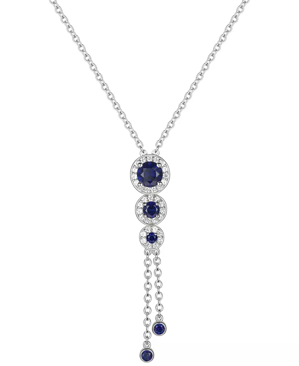 

Ожерелье-Лариат с тройным ореолом из позолоченного серебра с сапфирами (3/4 карата) и бриллиантами (1/6 карата), длина 16 дюймов + удлинитель 2 дюйма (также с рубинами и изумрудами) Macy'S, sapphire