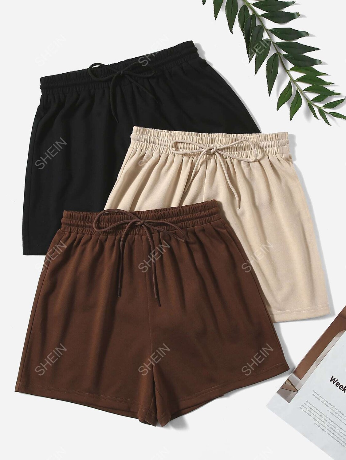 

EZwear Повседневные шорты больших размеров весна-лето Shein, мультиколор