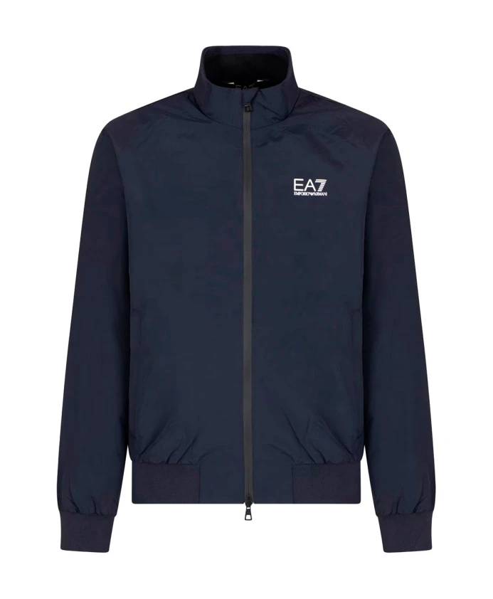

Синяя нейлоновая куртка-бомбер с логотипом. Emporio Armani Ea7, синий