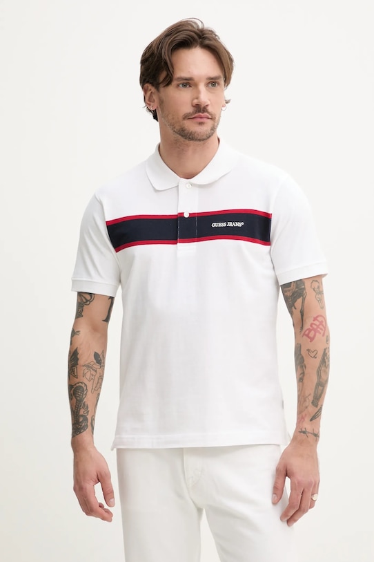

Хлопковая поло Guess Jeans, белый
