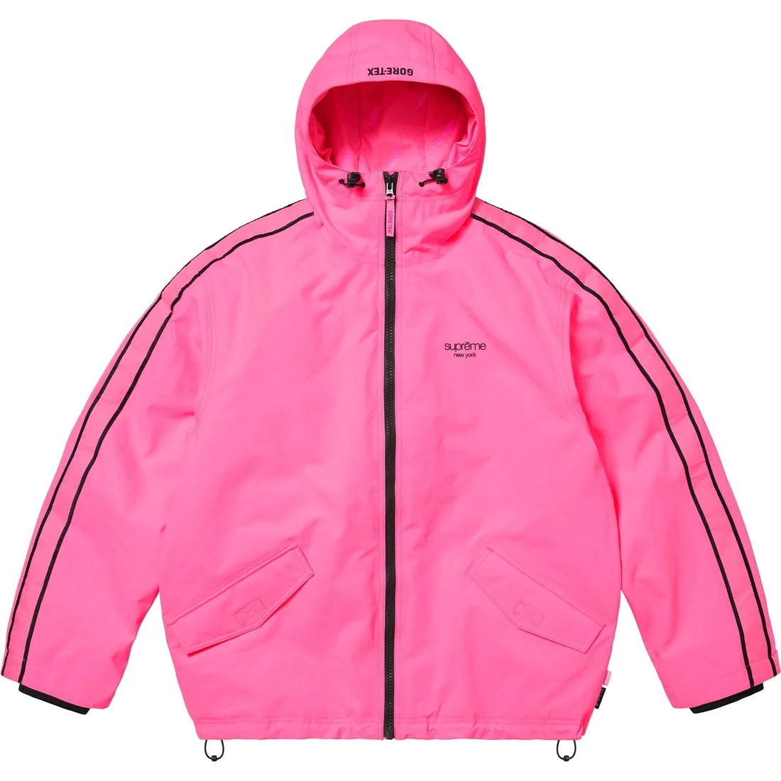 

Supreme Куртка с капюшоном в полоску GORE TEX, Neon Pink
