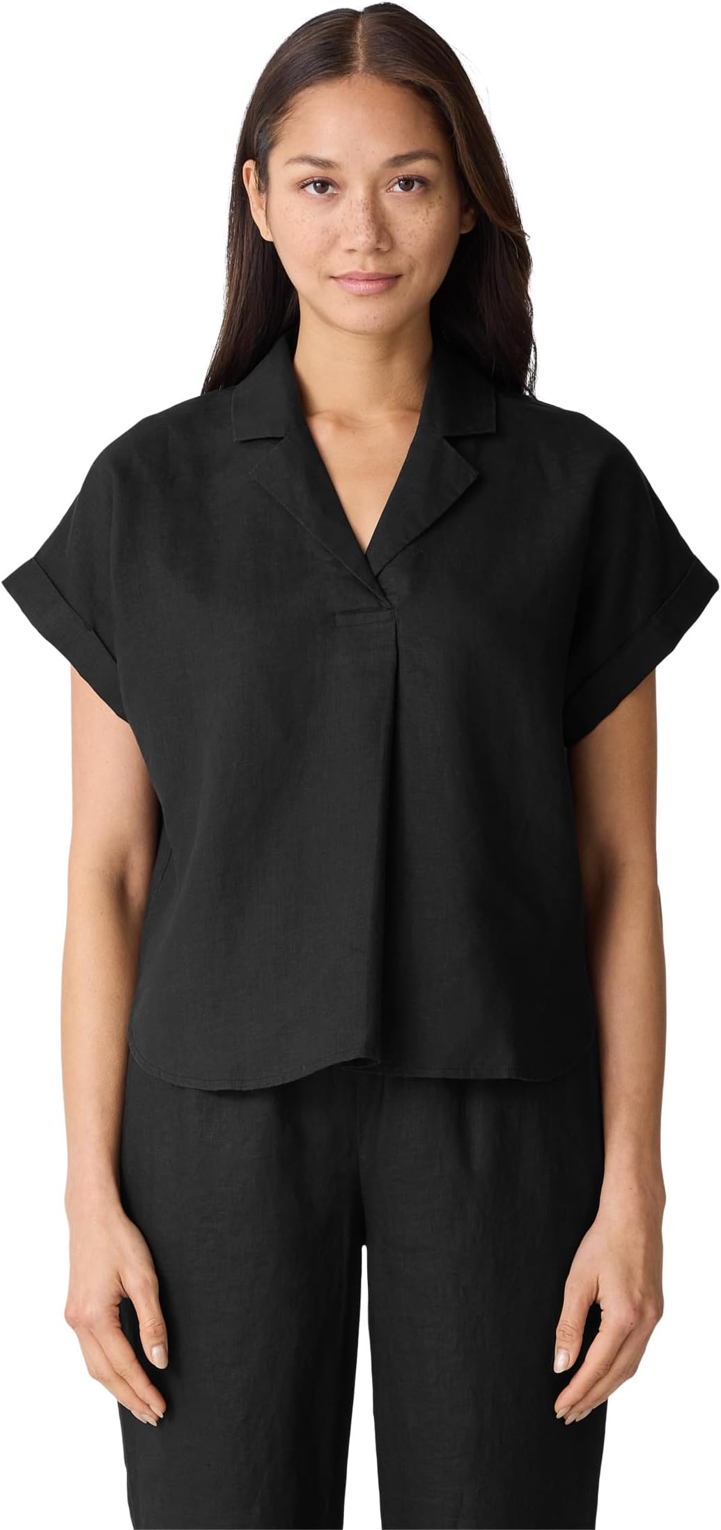 

Женский топ с воротником-стойкой Eileen Fisher, Black