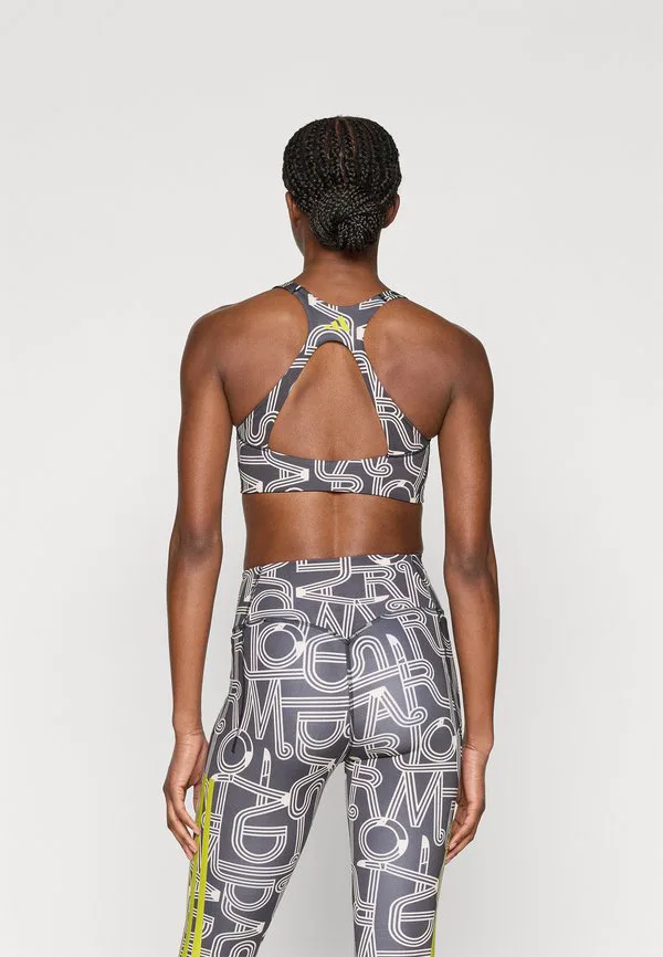 Спортивный бюстгальтер farm bra средней поддержки Adidas Performance, Black/Crystal Linen/Unity Lime — фото 3