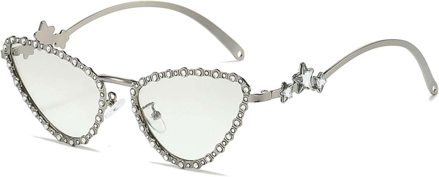 

Солнцезащитные очки Helena Retro Small Rhinestone Cat Eye Sunglasses for Women в стиле 90-х, блестящие, в стиле хиппи-диско, модные, с кристаллами, защита от ультрафиолета UV400, C4
