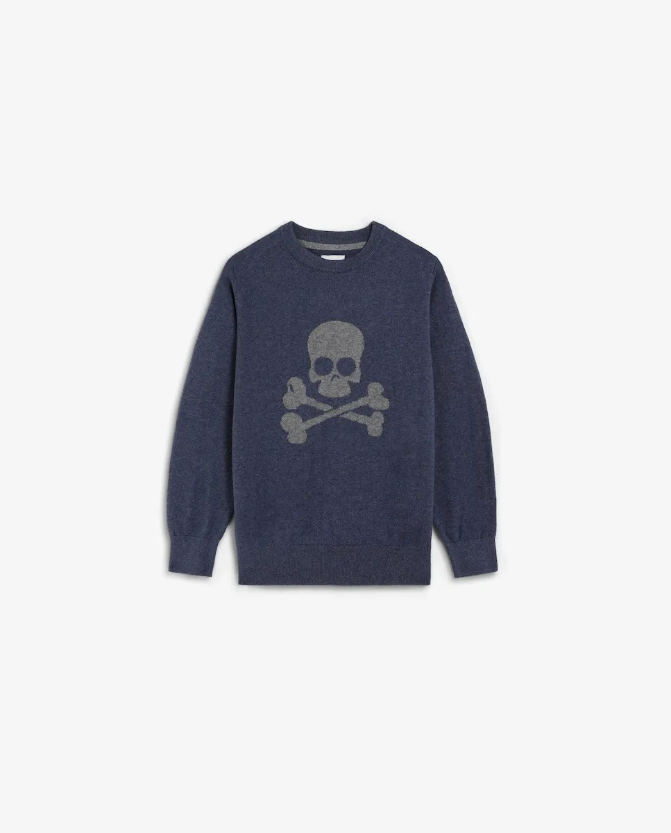 

Детский хлопковый джемпер с черепом Scalpers, синий