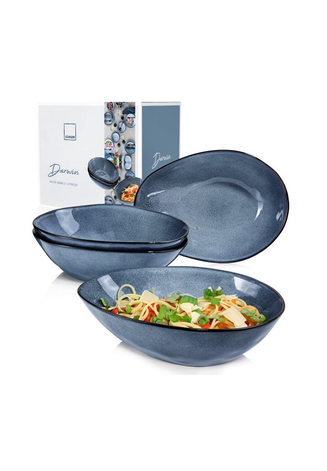 

Фаянсовая посуда серии Дарвин Sänger, blau - pastaschalen set 4-teilig