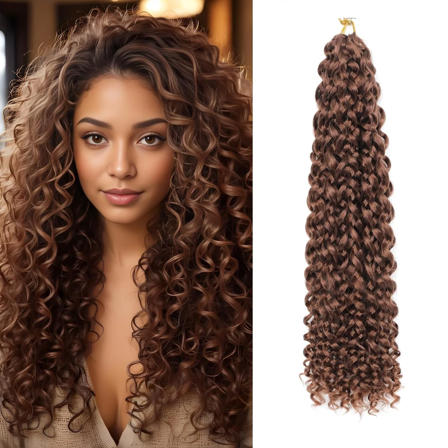 Набор из 8 упаковок GoGo Curl Crochet Hair, 18 дюймов, длинные кудрявые волосы для наращивания (30#, 18 дюймов, 8 упаковок) Fanlutyin, 30#