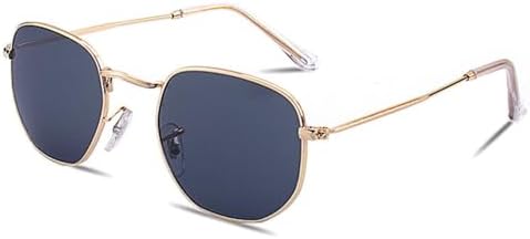 

Женские винтажные солнцезащитные очки с многоугольной металлической оправой для вождения, защита от УФ-излучения UV400, мужские солнцезащитные очки MTZJH, Gold Black a