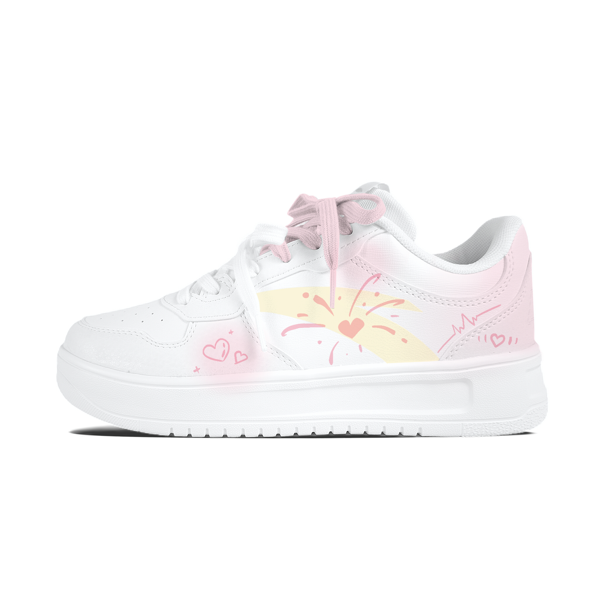 

ANTA Легкие розово-желтые скейтерские кроссовки Unisex с принтом "фейерверк", устойчивые к истиранию и скольжению