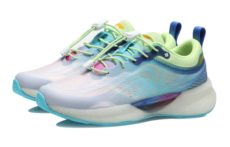 Супер легкие 18 детские кроссовки GS Low-top синие/зеленые Lining Young — фото 3