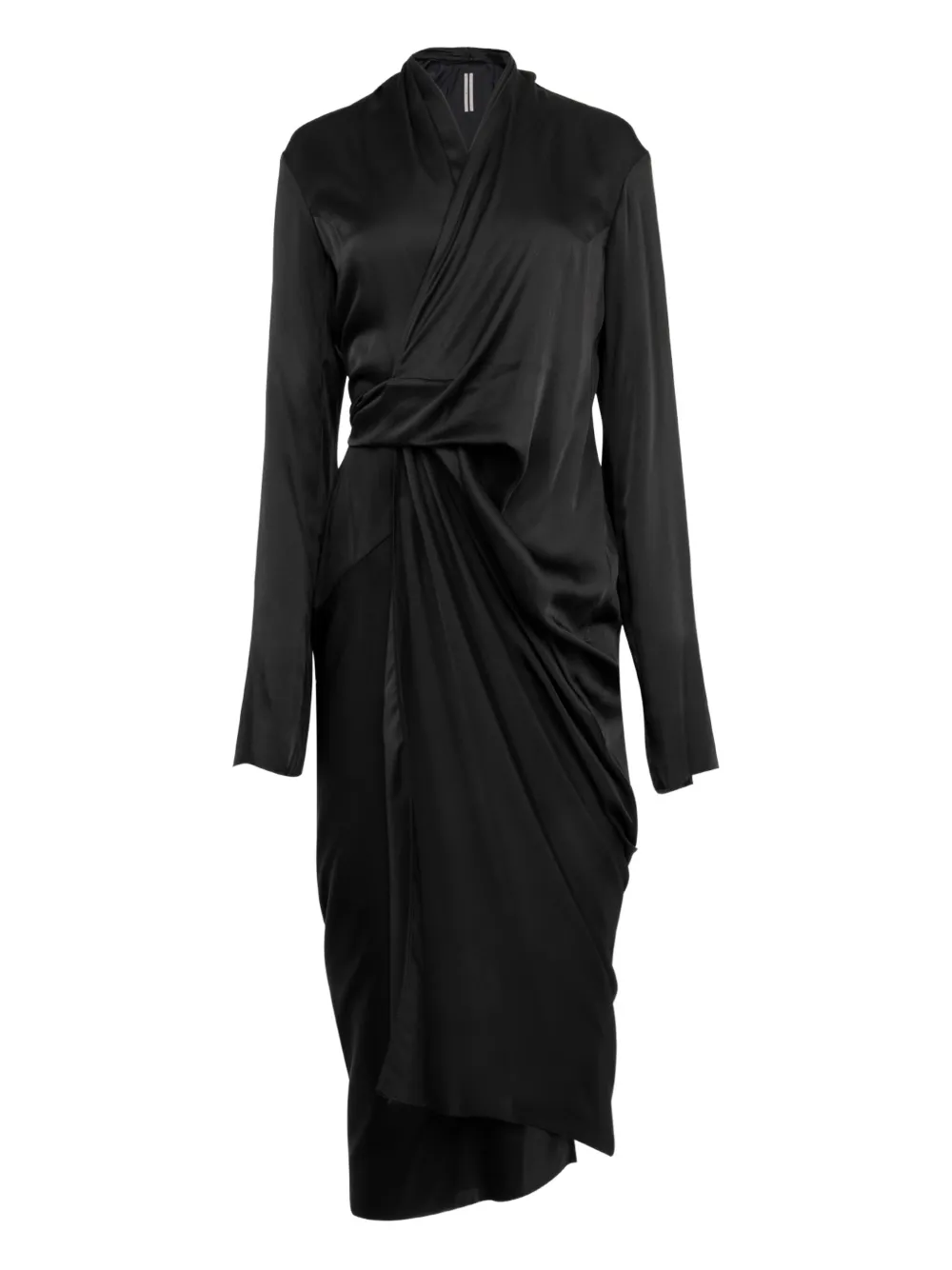 

Платье из атласа с эффектом запаха Rick Owens, черный