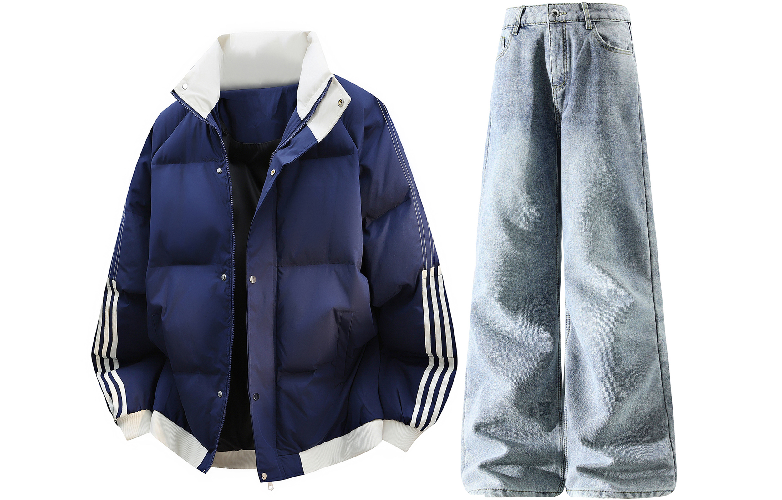 

Толстовка Casual Sportswear утепленная с капюшоном унисекс X1617, темно-синий puffer jacket+синий fleece-lined pants