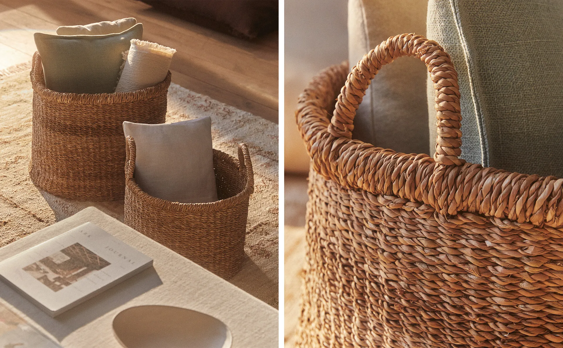 

Большая корзина из водорослей с ручками Zara Home, коричневый