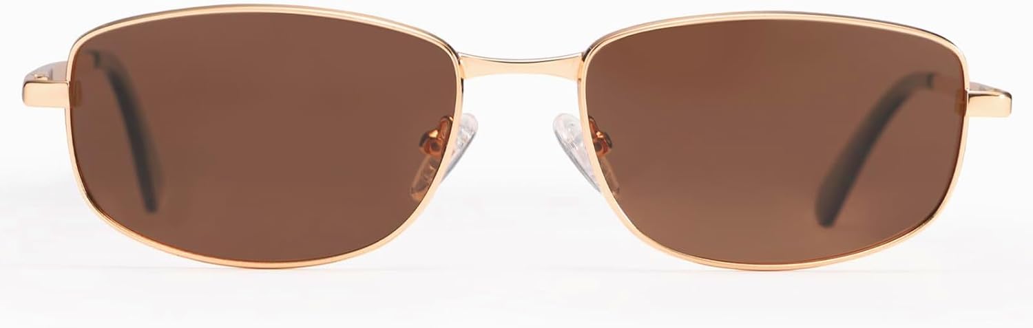 

Солнцезащитные очки Dollger Retro прямоугольной формы с поляризацией, для женщин и мужчин, защита от ультрафиолета UV400, винтажная металлическая оправа, классические модные очки для активного отдыха 90-х годов, Brown