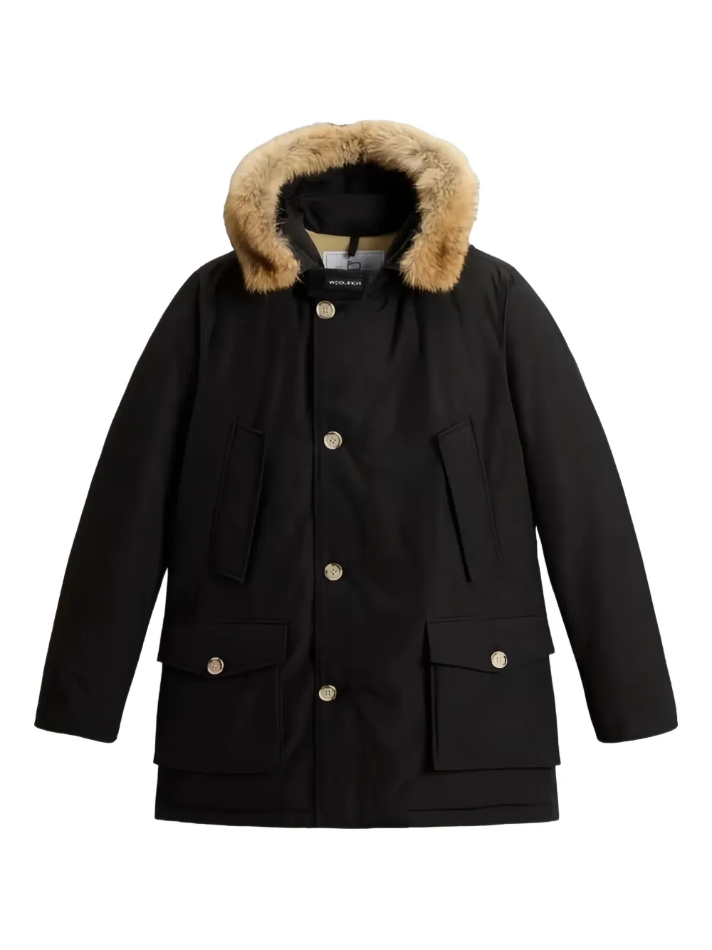 

Пальто с капюшоном, отороченное мехом WOOLRICH, черный