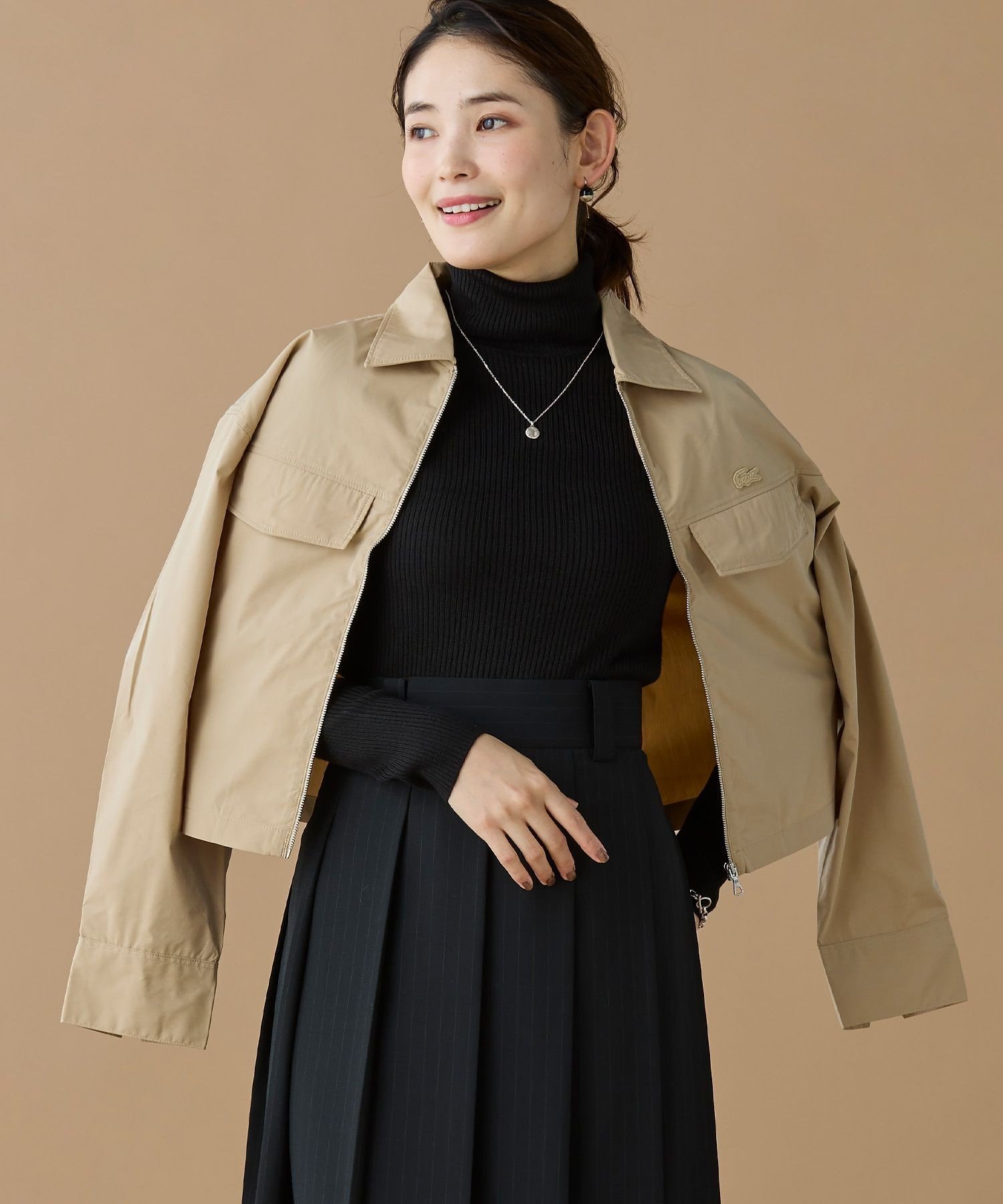 Рубашка-блузон LACOSTE Beige на молнии