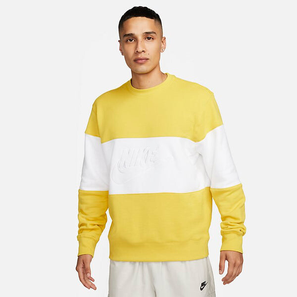 Рубашка club french terry colour-blocked crew 'vivid sulphur' Nike, серый — фото 2