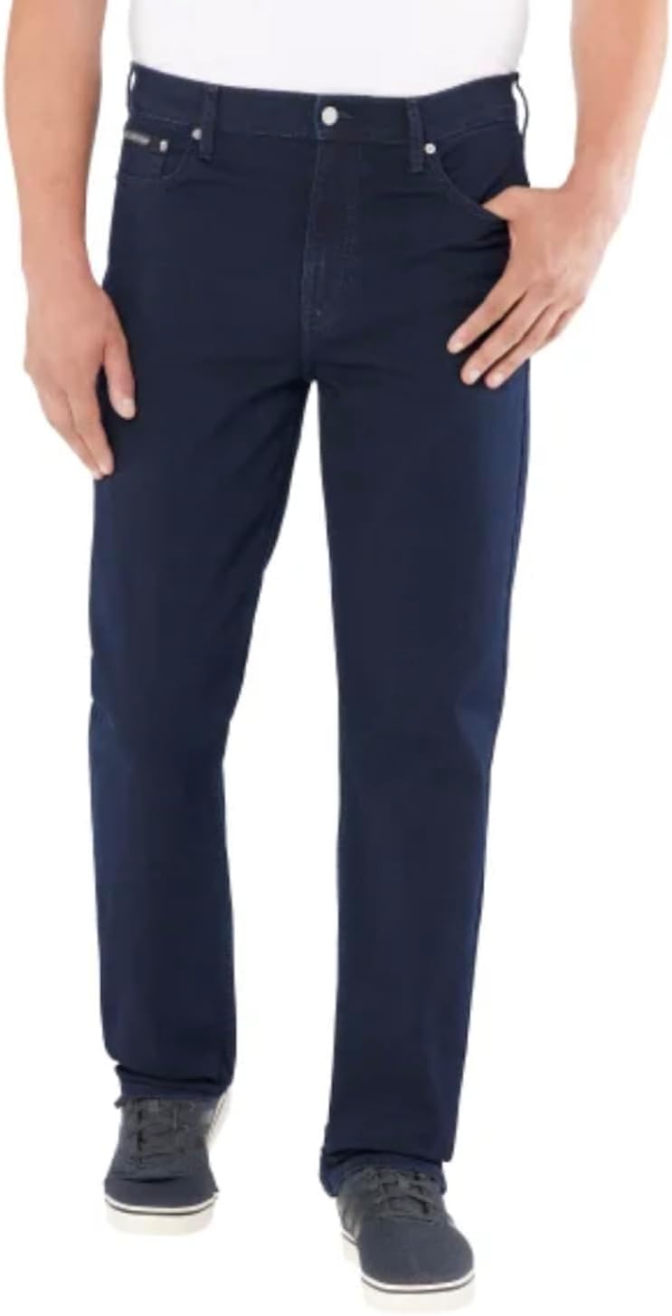 

Мужские классические джинсы прямого кроя Calvin Klein с пятью карманами из эластичного денима, 401 Vintage Ck Navy (Dark Wash Denim)