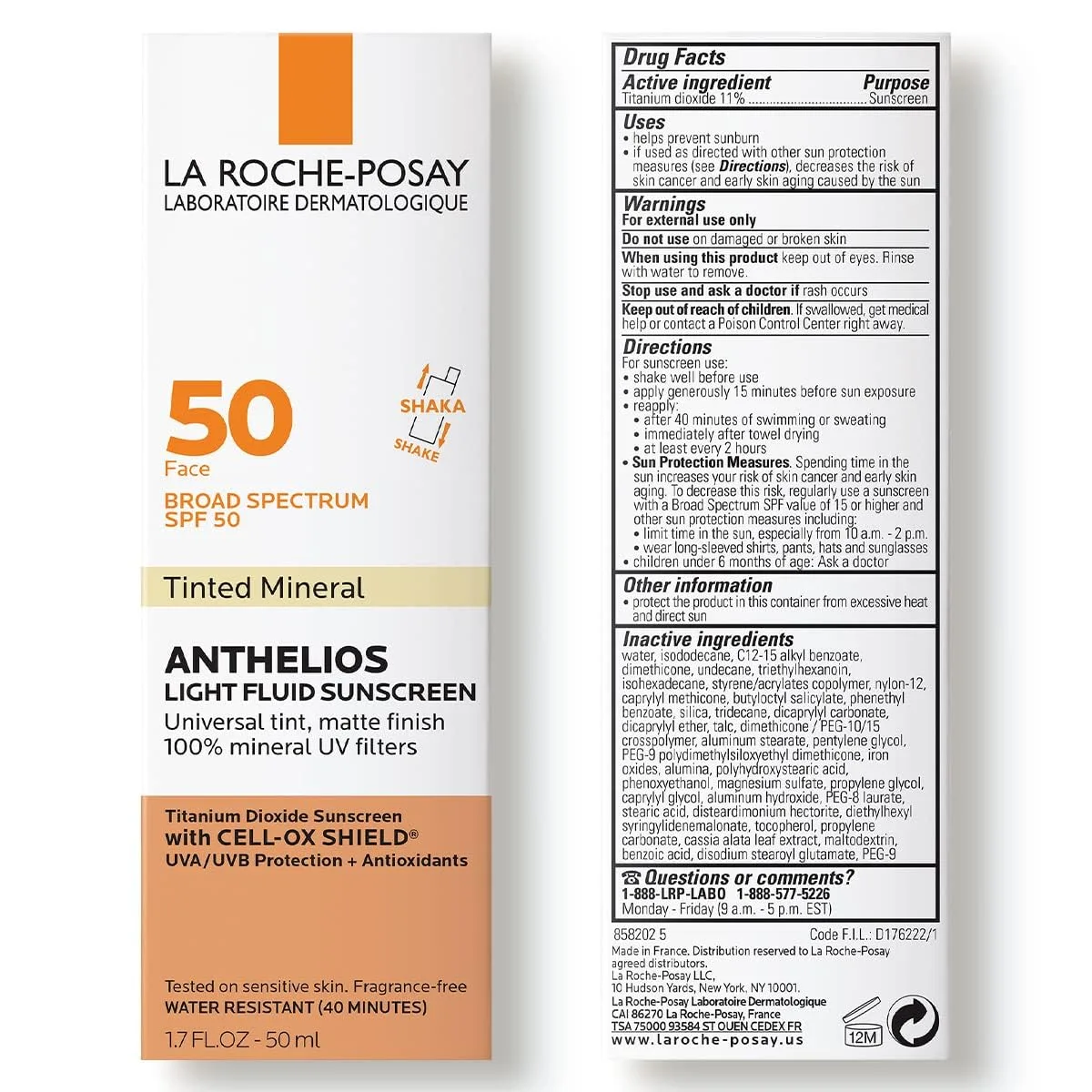 La roche-posay anthelios солнцезащитный крем SPF 40, ультралегкая жидкость широкого спектра SPF 40, для лица с диоксидом титана, легкий и быстро впитывающийся, без масла, матовый финиш, Tinted — фото 3