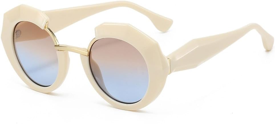 

Солнцезащитные очки RetroGradient в круглой оправе для женщин, в стиле Y2K, для уличной фотосъемки, для создания образа панка, для мужчин, с защитой от УФ-излучения UV400 KTUCN, Beige Tea Blue