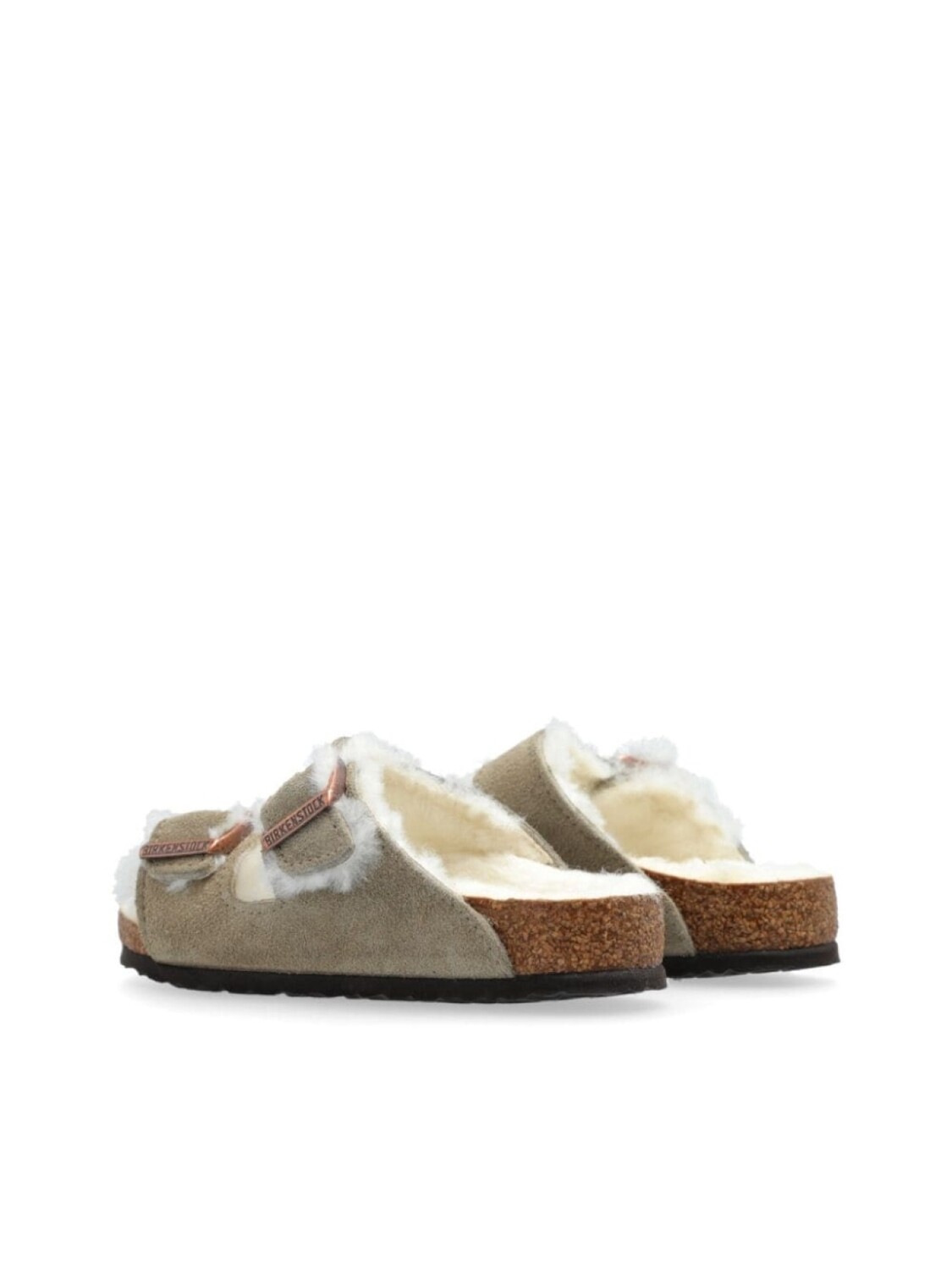 Birkenstock Kids сандалии из овчины Аризона, нейтральный цвет — фото 3