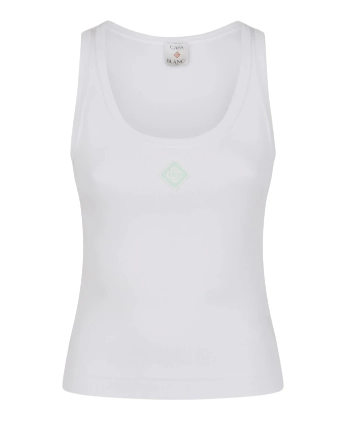 

Мятно-Зеленая ребристая майка Casablanca, белый