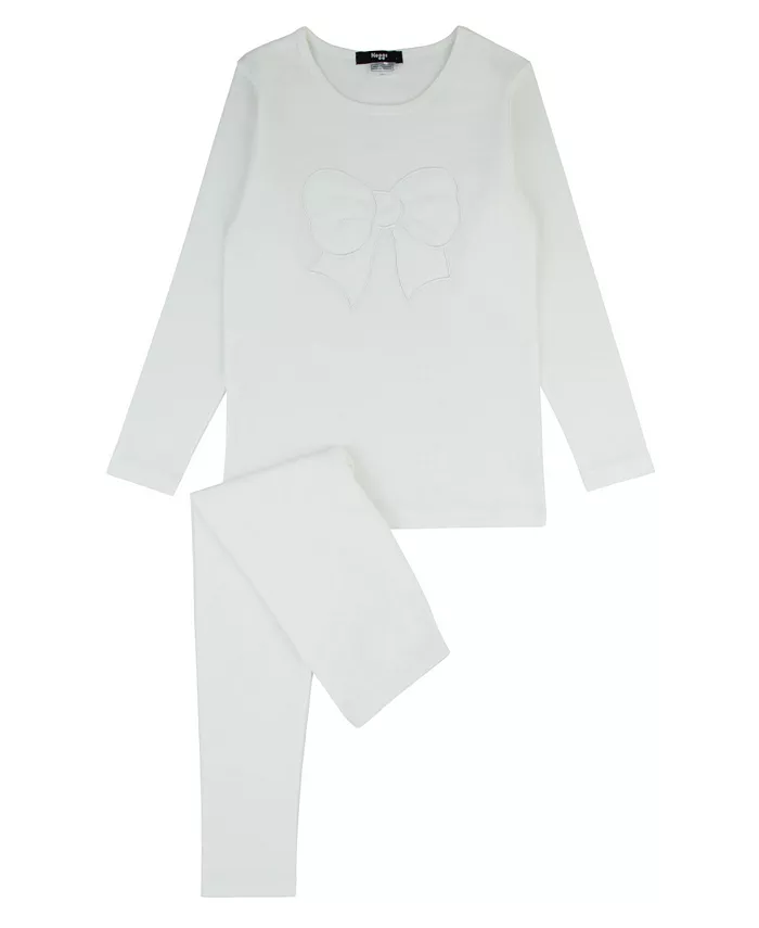 

Маленькие/большие девочки комплект домашней одежды с пышным бантом Noggiwear, белый