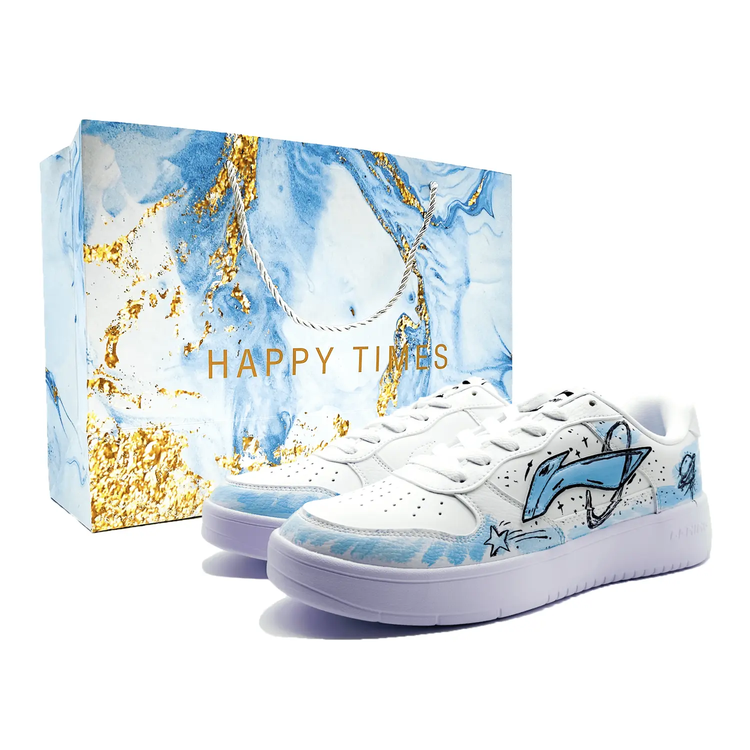 

LINING Кроссовки для скейтбординга Pontoon Boats, нескользящие, износостойкие, дышащие, с низким верхом, мужские, белые, синие