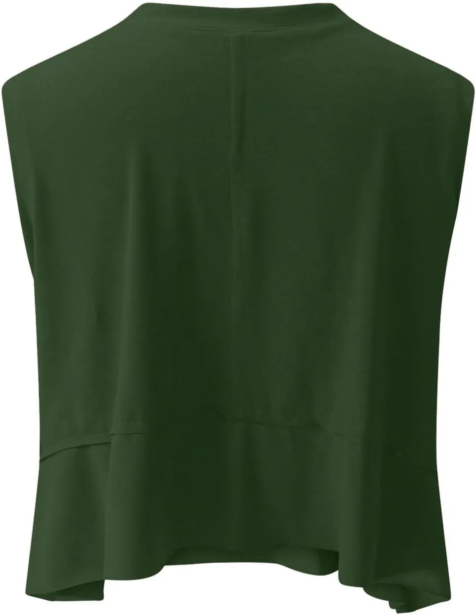 Женский топ для тренировок асимметричный, свободный, без рукавов, Polyester, D002-dark Green — фото 4