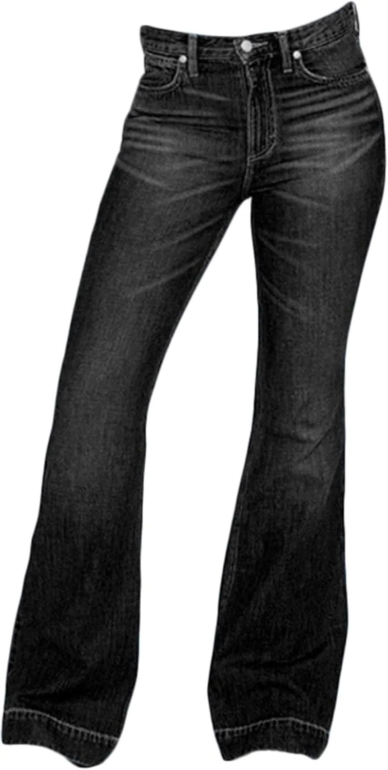 

Andongnywell женские джинсы mid waisted bell bottom bootcut straight wide leg button stretch