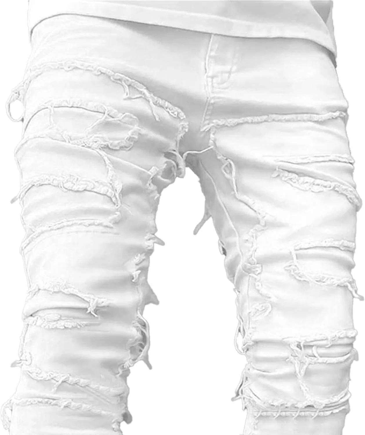Джинсы Slim Fit Patchwork, белый — фото 3