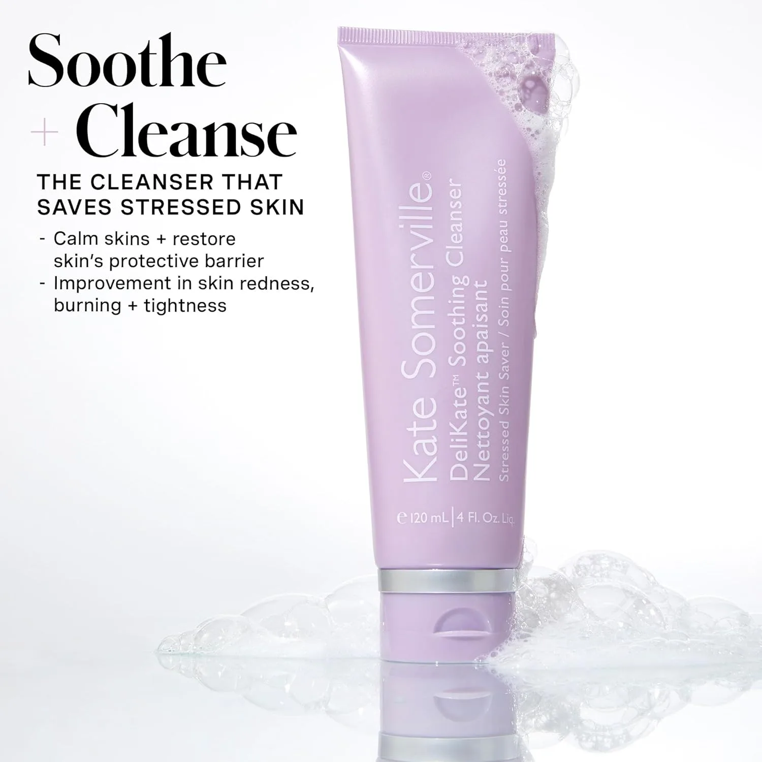 Kate Somerville DeliKate Soothing Cleanser - увлажняющее средство для умывания чувствительной кожи, клинически доказано снимает покраснение, раздражение и стянутость, 118 мл (набор из 3 шт) — фото 3