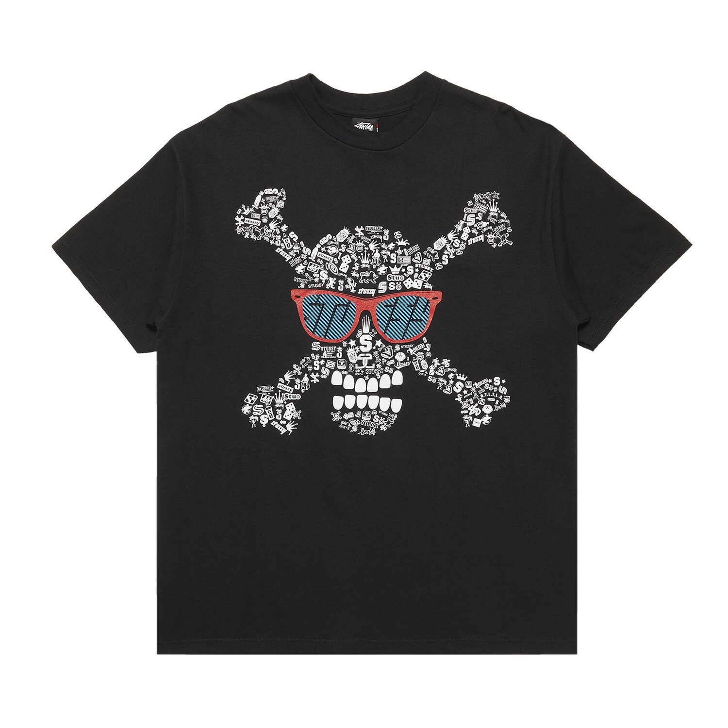 

Футболка Stussy Gear Skull Shades, черная, Черный, Футболка Stussy Gear Skull Shades, черная