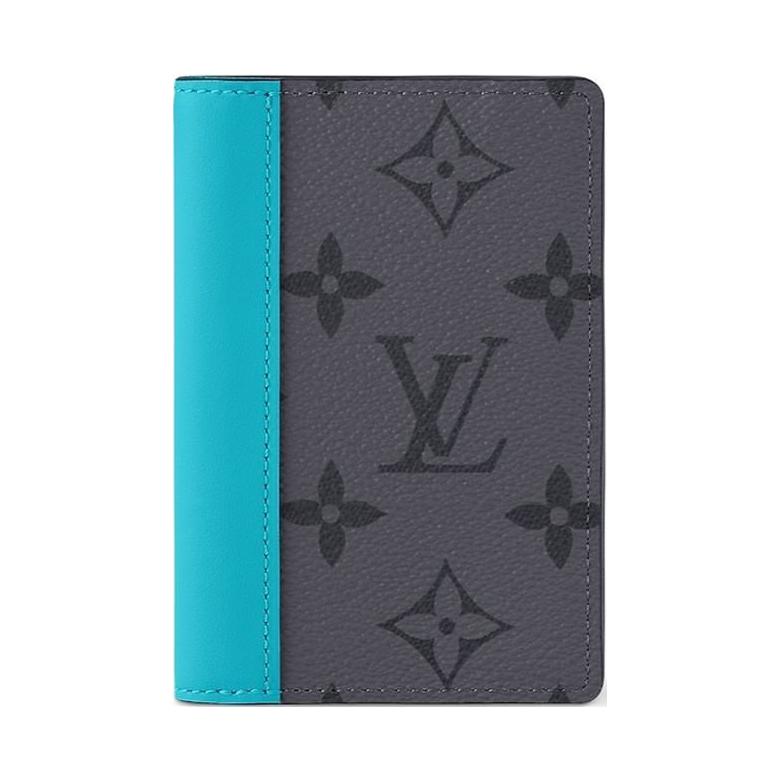 

LOUIS VUITTON Кожаный картхолдер мужской серо-голубой