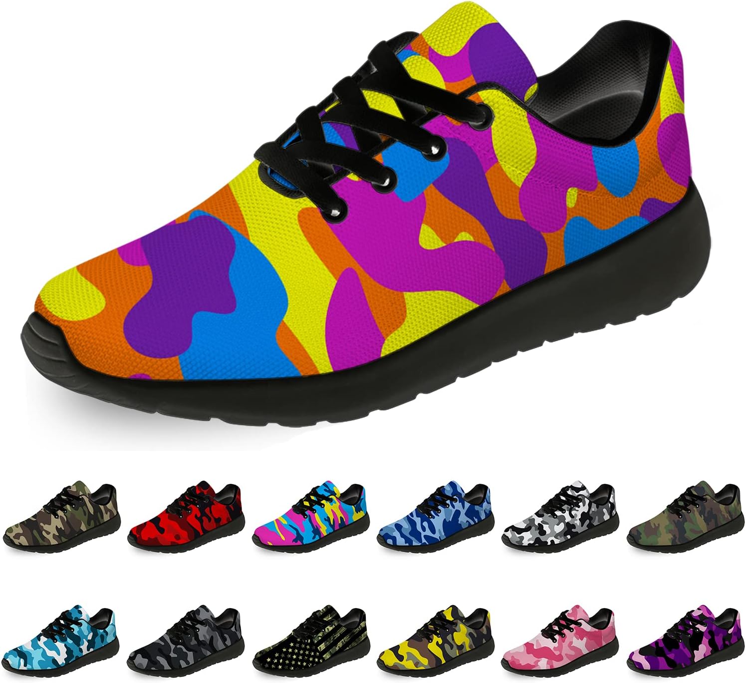 

Кроссовки Horethy унисекс с камуфляжным принтом для женщин и мужчин, дышащие и легкие, для любых случаев, мультиколор