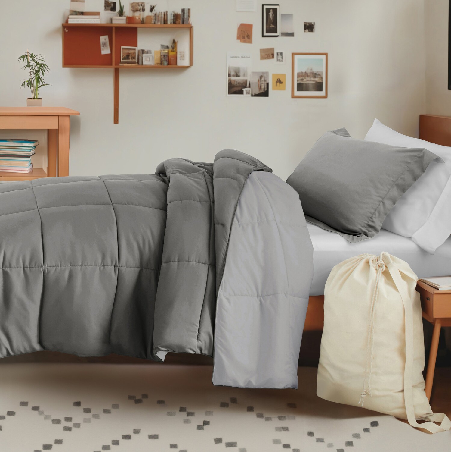 

Комплект постельного белья Ultimate College Essentials ienjoy Home, цвет Gray / Light Gray