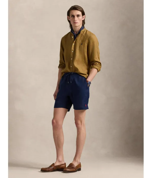 Льняная рубашка Slim fit Polo Ralph Lauren, желтый — фото 3