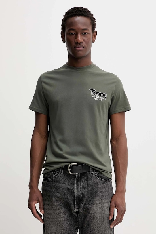 

Хлопковая футболка Tommy Jeans, зеленый