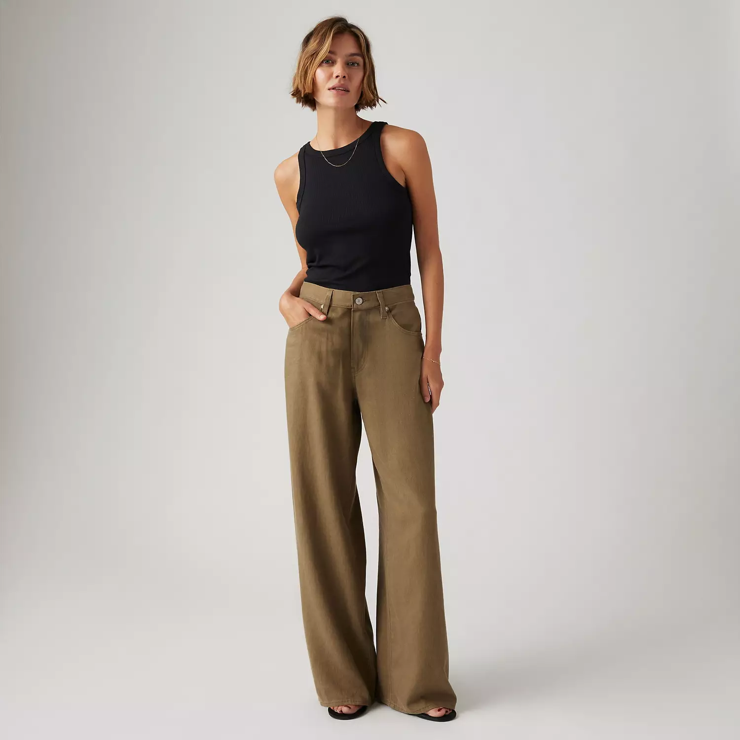 

XL Мешковатые прямые женские брюки из льняной смеси Levi's, цвет Oatmeal Linen - Brown