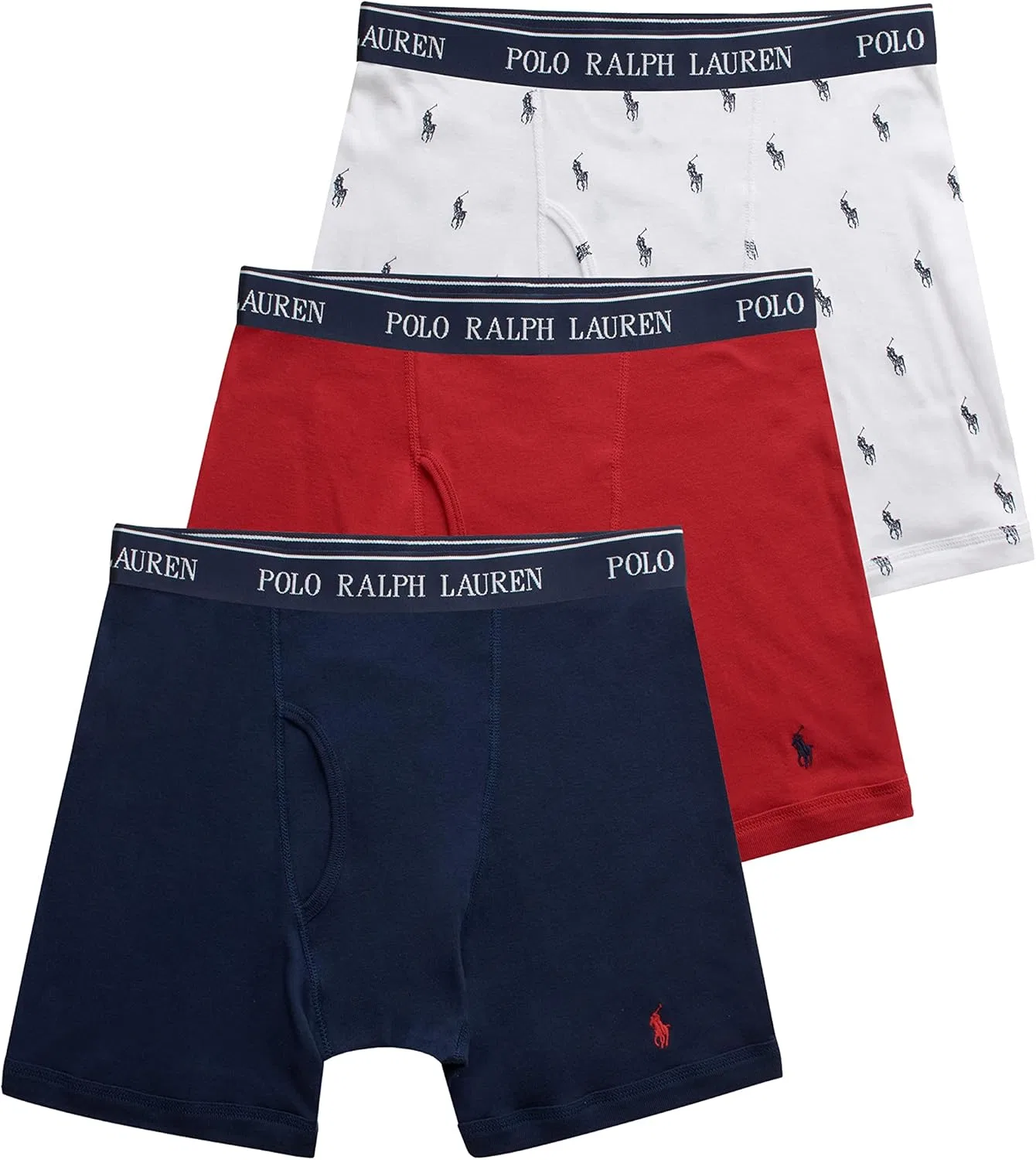Трусы боксеры POLO RALPH LAUREN, белый/темно-синий/красный