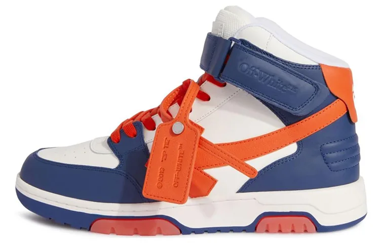 OFF-WHITE Кроссовки OFF WHITE Out Of Office кожаные высокие для скейтбординга мужские синие оранжевые