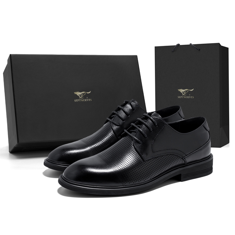 SEPTWOLVES Мужские черные классические туфли, цвет Black (Standard Leather Shoe Size) — фото 3