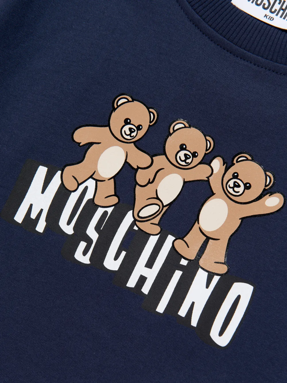 Футболка с принтом медведя Moschino Kids, синий — фото 4