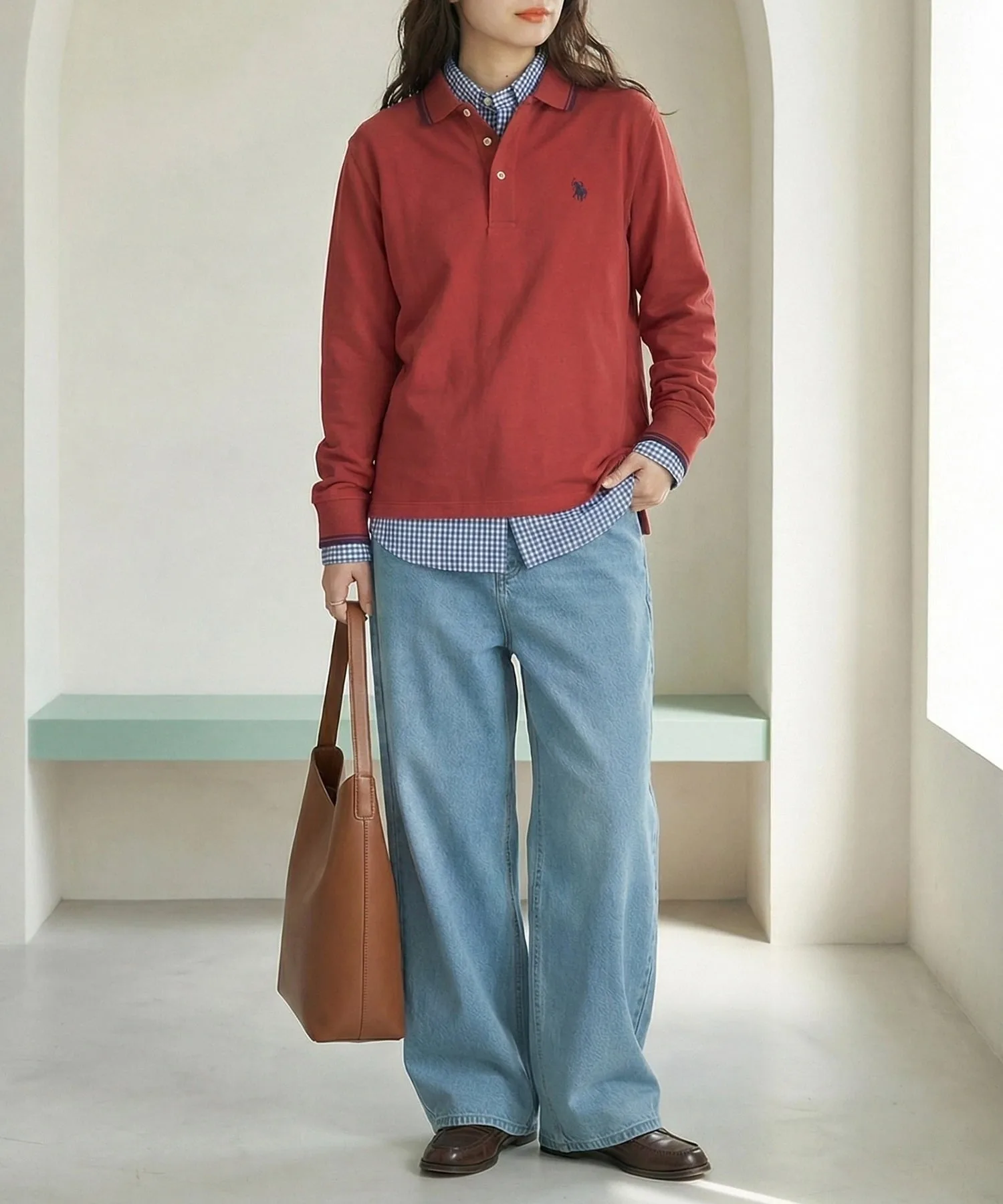 Футболка-поло с длинным рукавом US POLO ASSN./Tipline, унисекс. U.S. Polo Assn., RED — фото 4